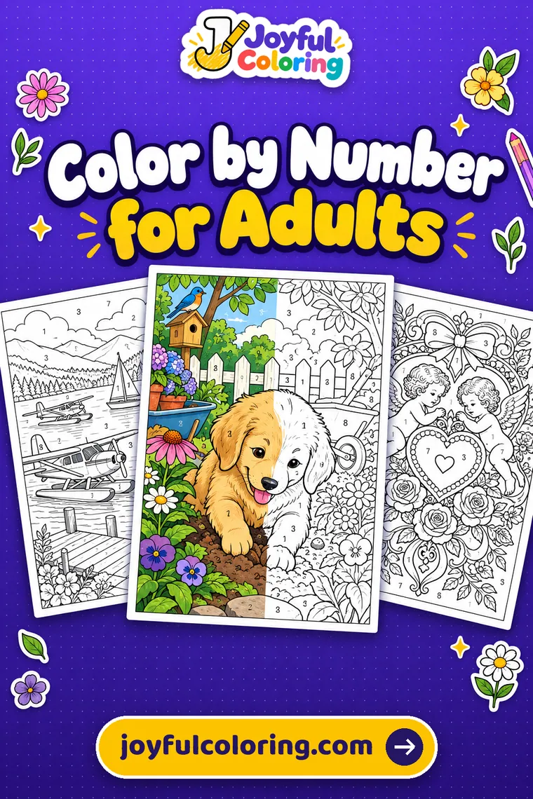 Color by number for adults cover
