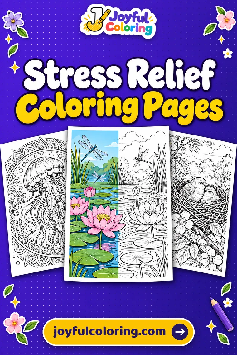 Stress relief coloring pages for adults cover