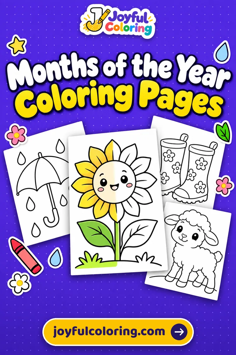 Months of the year coloring pages cover