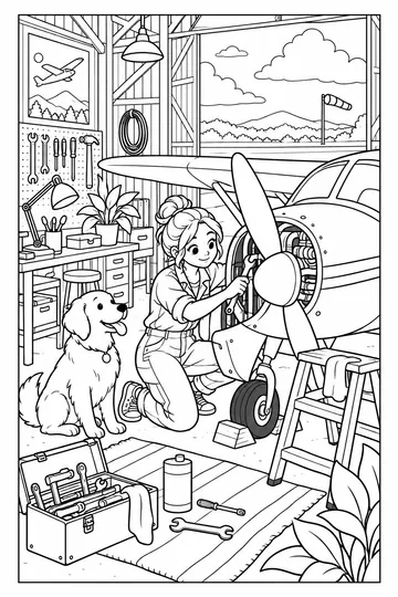 Plane Workshop coloring page