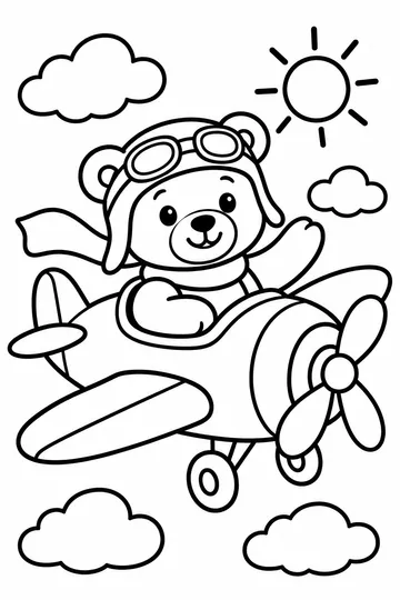 Pilot Bear coloring page