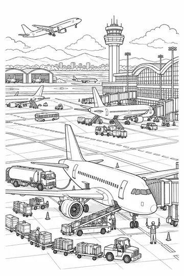 Busy Airport coloring page