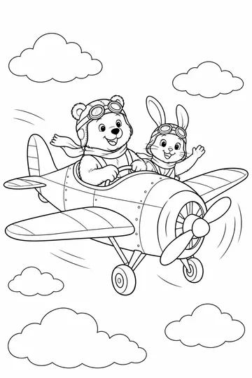 Animal Pilots coloring page