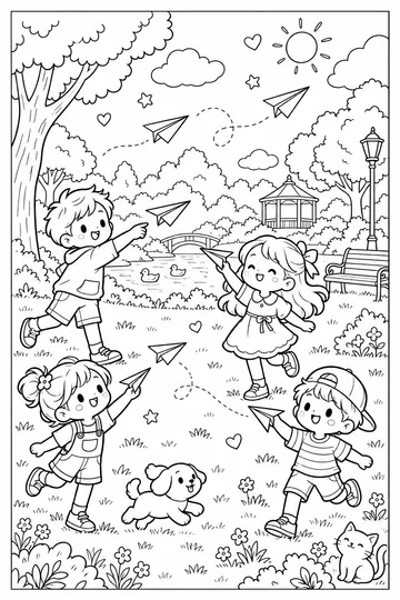 Paper Plane Contest coloring page
