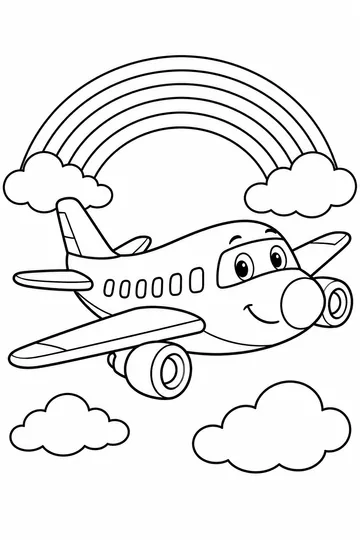 Plane and Rainbow coloring page