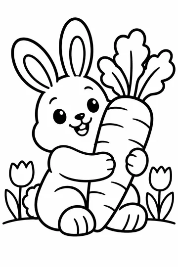 Bunny and Carrot coloring page