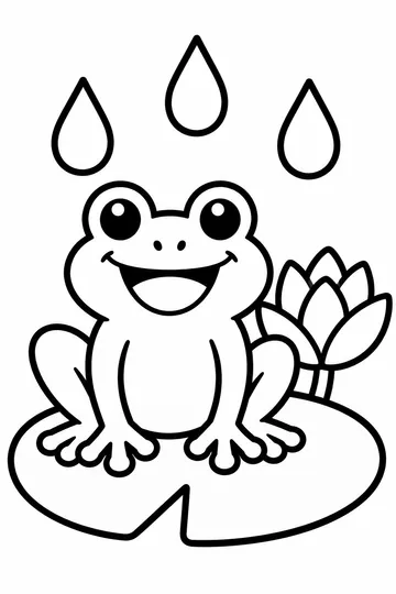 Frog on a Lily Pad coloring page