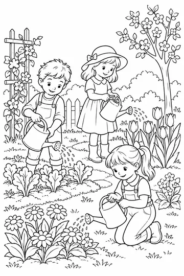 Garden Helpers coloring page