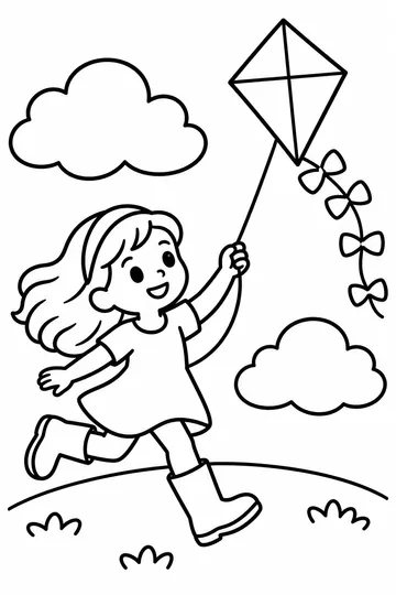 Flying a Kite coloring page