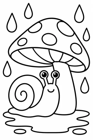 Snail in the Rain coloring page