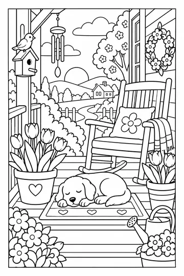 Spring Porch coloring page