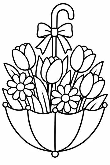 Flower Umbrella coloring page