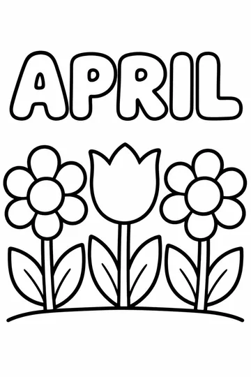April Flowers coloring page
