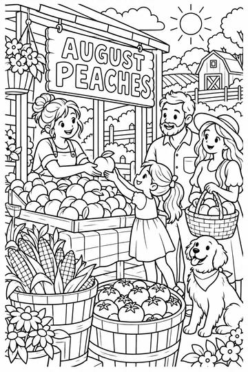 Peach Farm Stand coloring page
