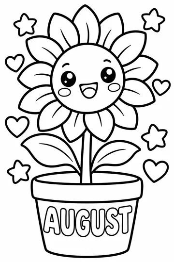 Kawaii Sunflower coloring page