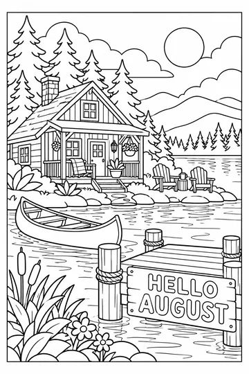 Lake Cabin coloring page