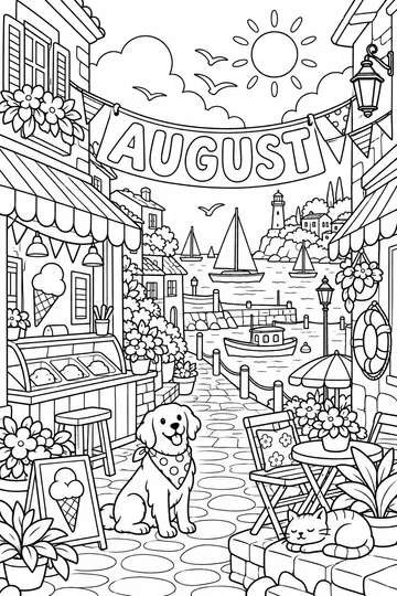 Seaside Town coloring page