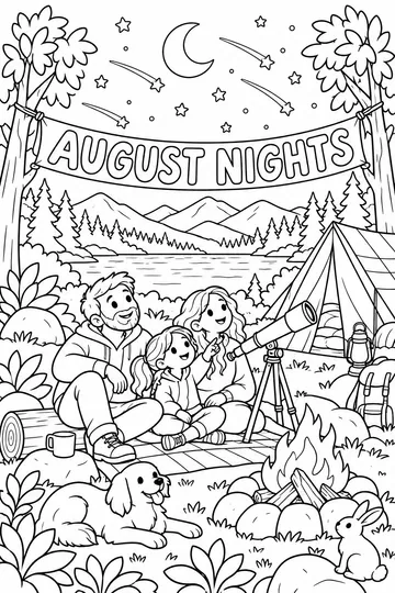Stargazing Night coloring page