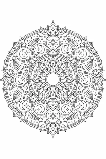 Shooting Stars Mandala coloring page
