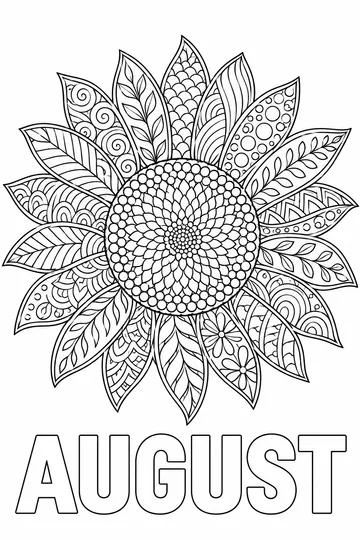 Zentangle Sunflower coloring page