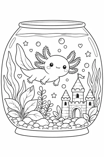 Aquarium Axolotl coloring page