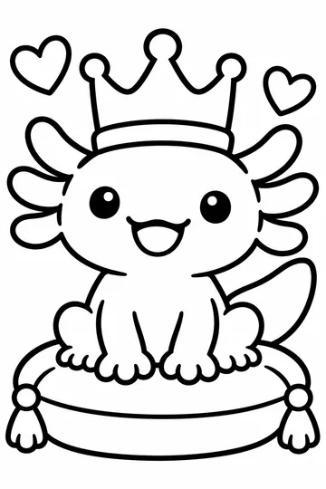 Axolotl Queen coloring page