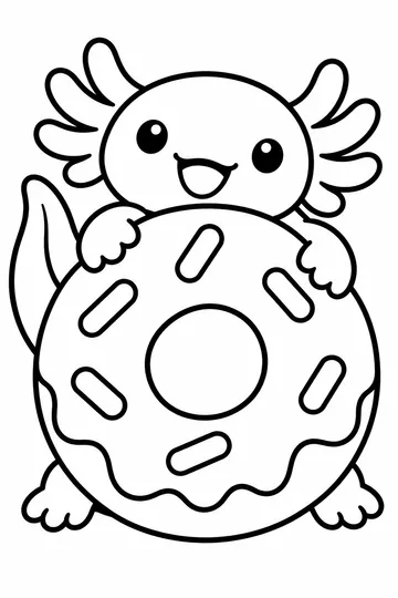 Axolotl and Donut coloring page
