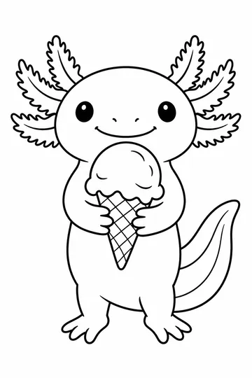 Axolotl Ice Cream coloring page