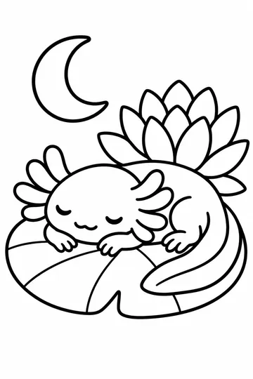 Sleepy Axolotl coloring page