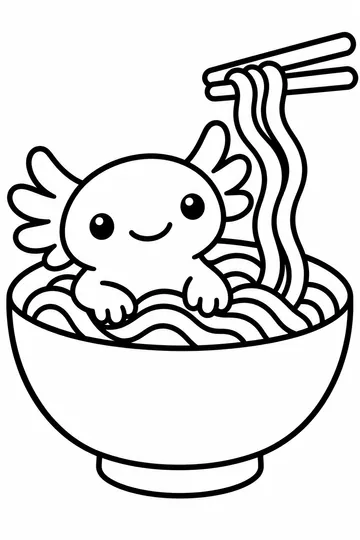 Axolotl Noodle Bowl coloring page