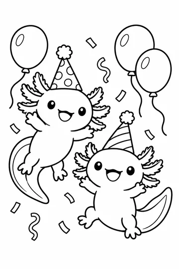Axolotl Party coloring page