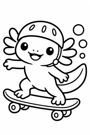 Axolotl Skater coloring page
