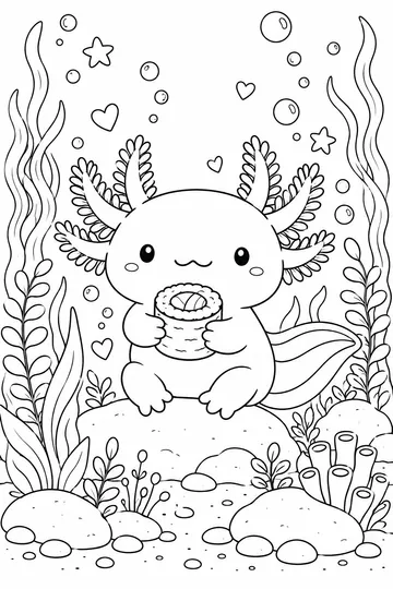Axolotl Snack coloring page
