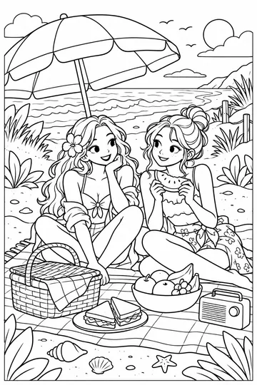 Beach Picnic coloring page
