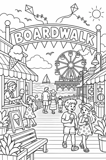 Boardwalk Fun coloring page