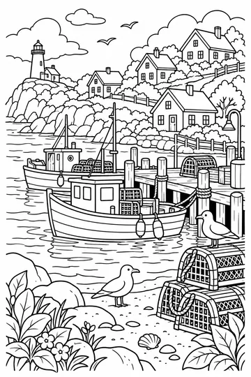 Seaside Harbor coloring page