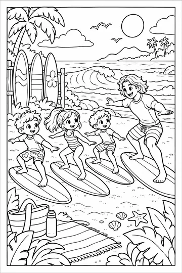 Surf Lesson coloring page