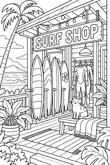 Surf Shop coloring page