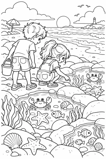 Tide Pool Explorers coloring page