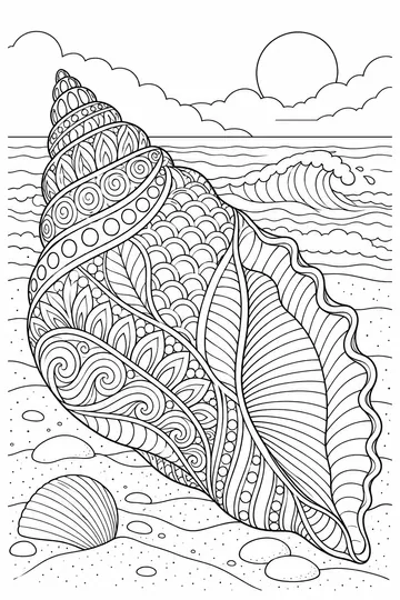 Zentangle Seashell coloring page