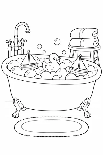 Bath Time Boats coloring page