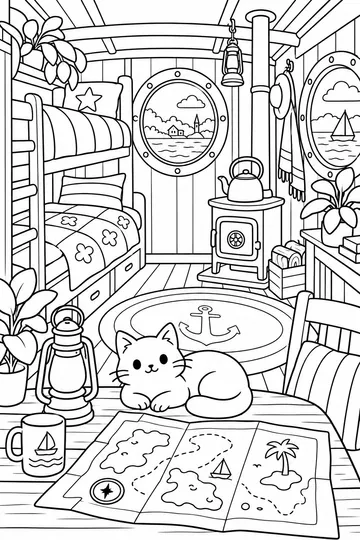 Inside the Houseboat coloring page