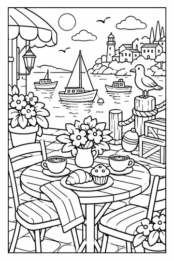 Harbor Cafe coloring page
