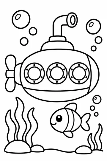 Submarine coloring page