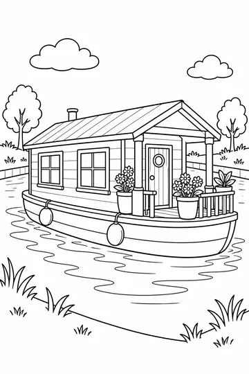 Houseboat coloring page