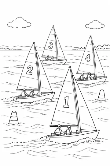 Sailboat Race coloring page
