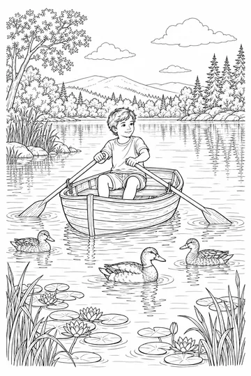 Rowing on the Lake coloring page