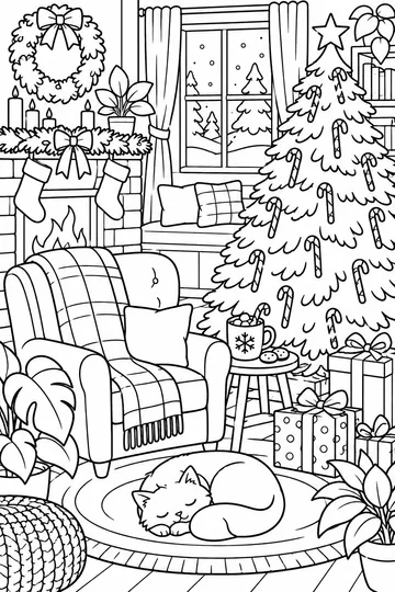 Candy Cane Christmas Corner coloring page
