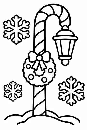 Candy Cane Lamp Post coloring page