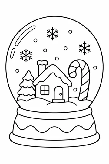 Candy Cane Snow Globe coloring page